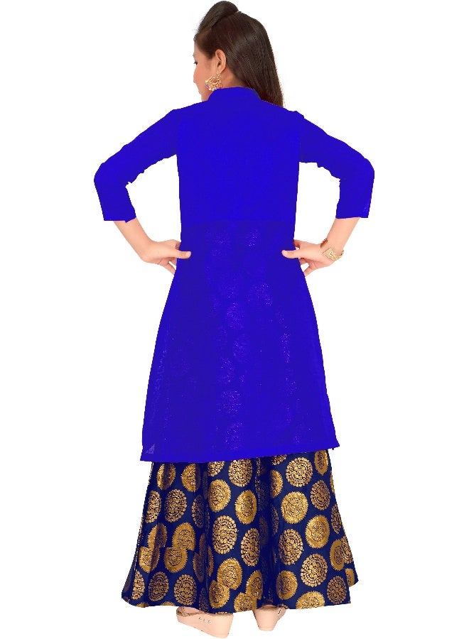 Nimit Fab فستان عرقي أزرق للفتيات - Image 2